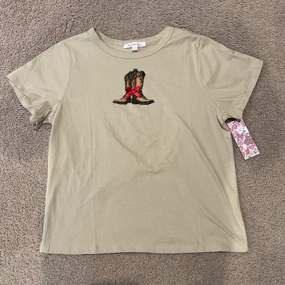 DOUBLE DOT Cowboy Boots Western Style Women's Graphic Tee